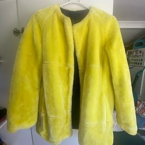 Yellow fluffy jacket from zara barely used